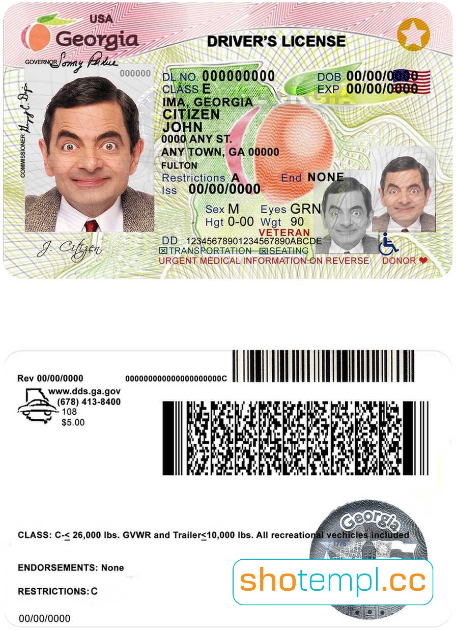 Georgia Driver License PSD Template V2